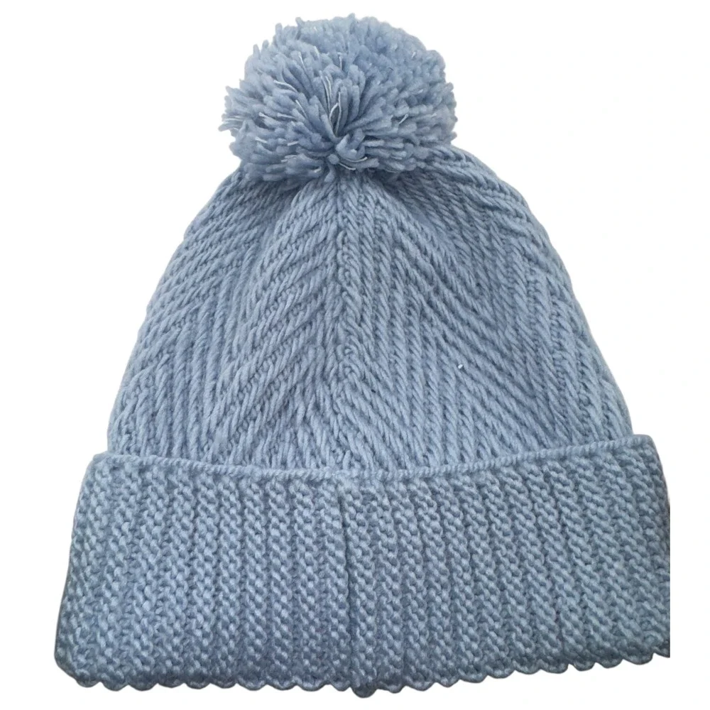 Adidas Womens Beanie Twilight Ballie Pom Cap Hat Wonder Blue Winter NWT